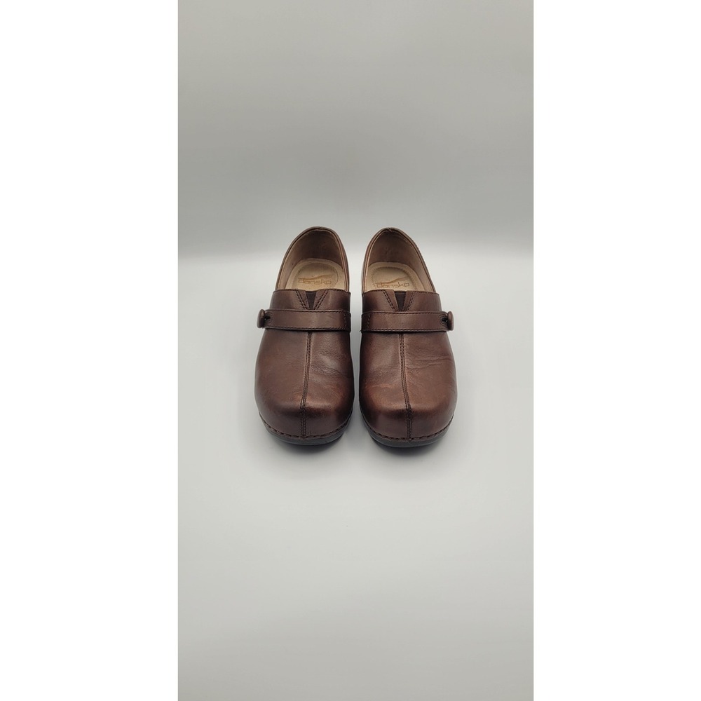 Dansko Solstice Clogs Womens 37 Brown Leather Mary Jane Button Strap Shoes